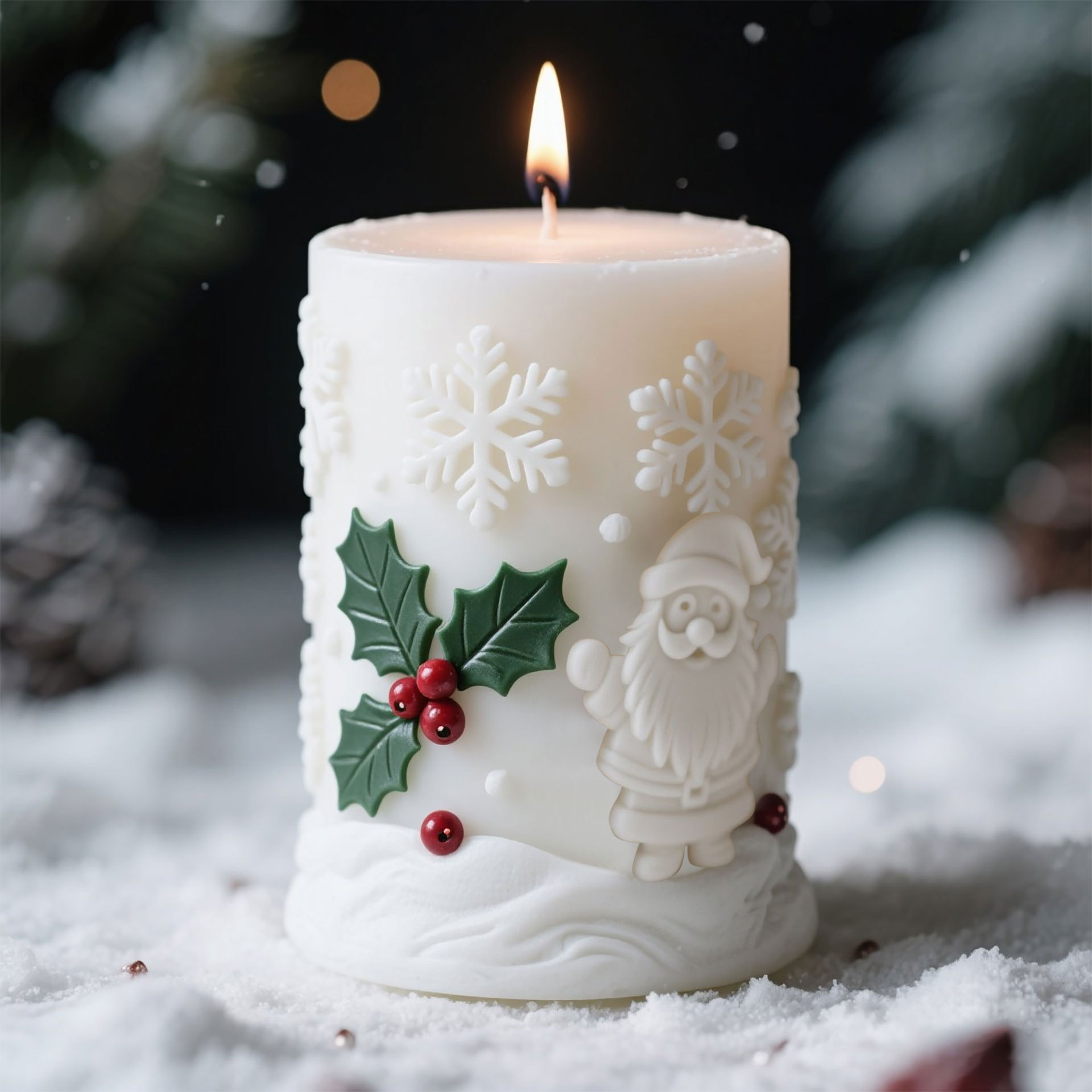 Candle Supplies Store - Forma Silikonowa Świeca 3D Wzór Śnieżynka